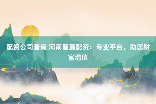配资公司查询 河南智赢配资：专业平台，助您财富增值