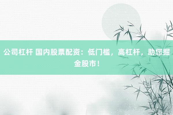 公司杠杆 国内股票配资：低门槛，高杠杆，助您掘金股市！